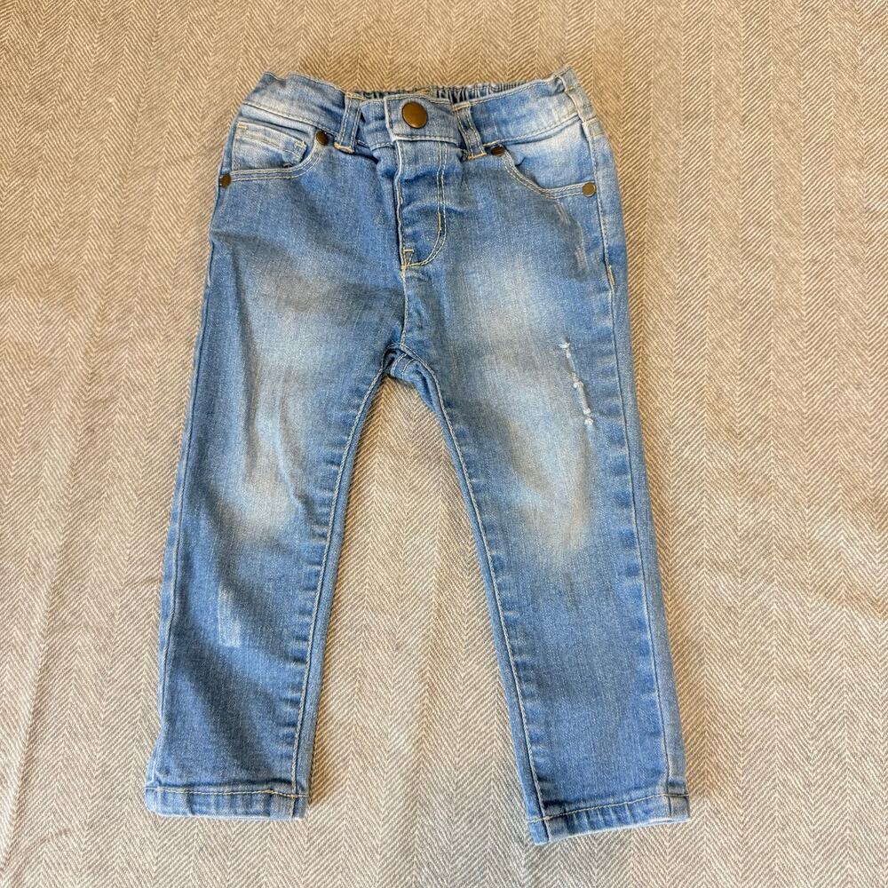 Crazy 8 Toddler Skinny Jeans Light Blue Wash Elastic Fit Waist 18-24 Months Girl